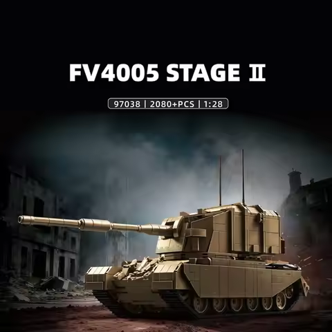 2080pcs British FV4005 Heavy Anti Tank Gun Building Blocks 12GO 97038 Military Main Battle Tank Vehi