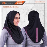 RAQTIVE sport hijab SIZE M BLACK EDITION tudung sukan original dry fit material micro fiber