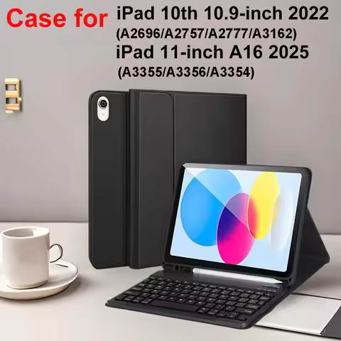 Case for iPad A16 11 Inch 2025, Wireless Bluetooth Keyboard Case for iPad 10th 10.9 Inch 2022, for i