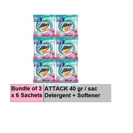 Bundle of 18 SACHETS X 40G KAO ATTACK PLUS  Detergent Softener / Laundry Detergent / Laundry Softener