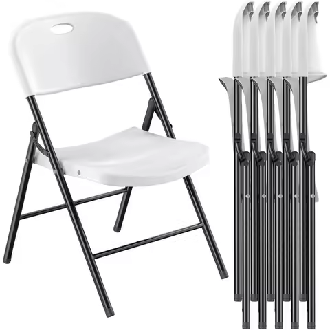CQ 350 Weight Limit Heavy Duty Plastic Folding Chair with Reinfoced Steel Frame for Indoor and Outdo