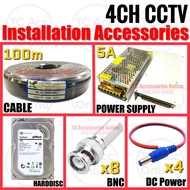 4CH CCTV Installation Accessories Package for 4 Channel Install Pack Cable Power Supply Harddisc BNC