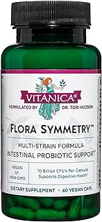 Vitanica Flora Symmetry, Shelf Stable Probiotic Supplement, Dr Formulated Probiotics for Women, Probiotics for Men and Adults, Includes Acidophilus Probiotic, Non-GMO, Vegetarian, 60 Count