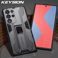 KEYSION เคสเกราะกันกระแทกสำหรับ Samsung S23อัลตร้า S22บวกขาตั้งโทรศัพท์ S21เคส Galaxy S21เป็นพิเศษ +