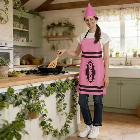 New Colorful Crayon Themed Gnome Set Funny Fancy Dress Work Apron Cleaning Art Craft Activity Gnome