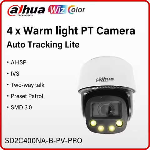 Dahua 4MP WizColor PT Camera Auto Tracking Perimeter Protection PoE Camera Preset Patrol Two-way Tal
