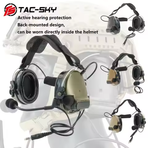 TAC-SKY Tactical Back Headband COMTAC3 Shooting Headphones Walkie-talkie Ear Protection Noise Reduct