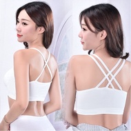 【Dobetters】Seamless Cross Straps Beautiful Back Wrap Chest Bra Woman Sports Bra Tubeless Without Steel Ring
