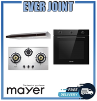 Mayer MMGH773HI [78cm] 3 Burner Glass Gas Hob + Mayer MMSL902BE [90cm] Slimline Hood + Mayer MMDO8R [60cm] Built-in Oven with Smoke Ventilation System Bundle Deal!!