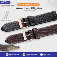 Alligator & Ultra Thin American Round Grain Watch Strap Compatible With ROLEX OMEGA 18mm 19mm 20mm 2