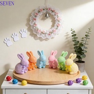 SEVEN Easter Bunny Ornament, Handmade Novelty Rabbit Easter Figurine, Easter Festival Cute Colorful 