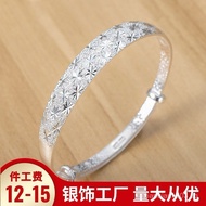 Silver bracelet with full stars, women's silver bracelet, pure silver bangle9999Mom pushes and pulls