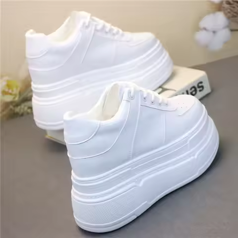 8CM 10CM Genuine Leather 12cm Summer Platform Women Casual Shoes Chunky Sneakers Running Walking Sho