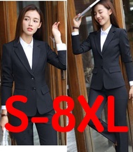 [READY STOCK] Women Formal Office Business Working Plus Size Blazer + Pants Set Wanita Kot + Seluar 