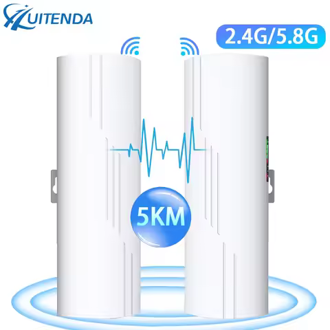 Huitenda Wireless WiFi Bridge 2.4GHz/5GHz WiFi Extender Repeater Network Bridge Router 500m-5km Long