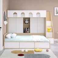雙層床 bunk bed 兒童高低交錯型 Children's staggered height type 上下鋪 多功能大容量收納衣櫃 榻榻米床架 ideaspace bed（包送貨 free de