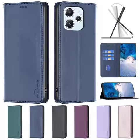 For Xiaomi Redmi 12 Case Magnetic Flip Phone Case on For Funda Xiomi XiaoMi Redmi 12 Leather Card Co