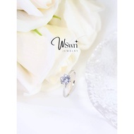 Solitaire diamond ring 925 Sterling Silver (92.5% Pure Silver) diamond-Encrusted