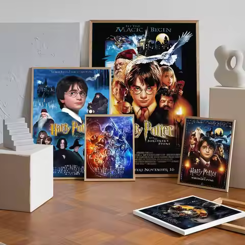 Hot Movie H-Harry P-Poter Whitepaper Poster Waterproof Paper Sticker Coffee House Bar Aesthetic Art 