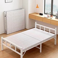 Metal Folding Bed Frame Installless Space Saving Bed Base Can Be Placed for Small Households 1.2m Wrought Iron Bed Frame