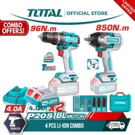Total Li-ion Cordless Impact Drill 96Nm + Impact Wrench 850Nm TOSLI250586