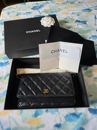 Chanel 黑金牛皮WOC