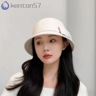 KENTON Women Fisherman Hat, Solid Color Flat-top Bow Topper Hat, Fashion Hepburn French Style Keep W