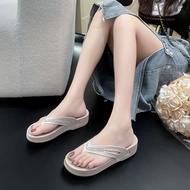 Summer Wedge Heel Increased All-Match Design Feel Ladies Flip-Flops Sandals Women Flashing Diamond S