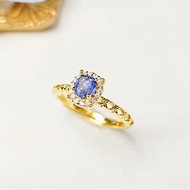 高貴|藍寶石|緬甸天然無燒高級鑽石切割藍寶石4.6mm純銀簍空戒指