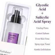 AHA BHA Facial Mist Glycolic Salicylic Acid Spray Toner 100ml, Face Toning Water 7 For Acne Pores Da