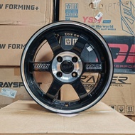 [4PCS] New Sport Rim 15inch TE37 15X6.5JJ ET40 4H100 Black Centre Polish