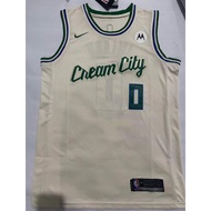 2024 new mens Milwaukee Bucks 0 Damian Lillard sports embroidery basketball jerseys jersey off white