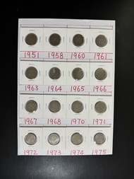 （銀色伍毫一套）香港硬幣 - 喬治六世1951年 + 英女王伊利沙伯二世1958-1975年香港五毫硬幣 Government of Hong Kong Coin - King George VI 1