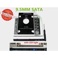 SATA to SATA 2nd HDD HD HARD DRIVE 9.5mm Universal Caddy CD/DVD-ROM Bay with LED light