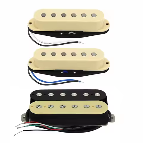 FLEOR Set of Vintage Alnico 5 HSS Pickups Single Coil & Humbucker Pickup SSH Guitar Parts, Cream+Zeb