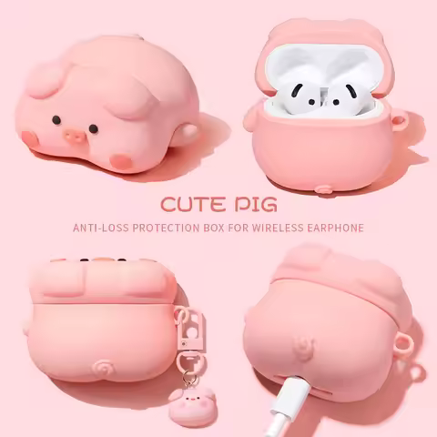 2025 Cute Kawaii 3D Pig Cover For AirPods 4 Case Cartoon Cute Earphone Case For AirPods Pro 2 3 Char