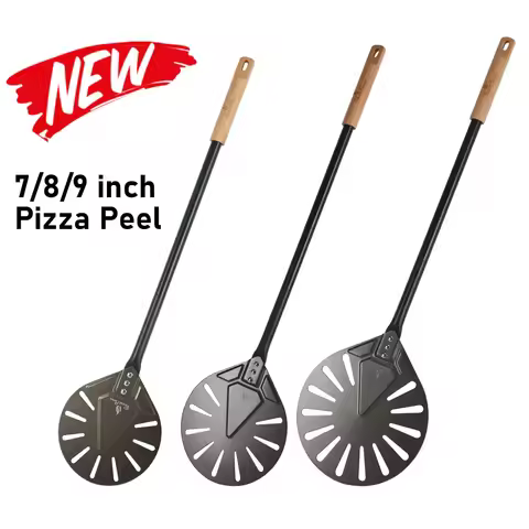 Onilini 7/8/9 inch Pizza Turning Peel Perforated Hard Anodized Pizza Shovel Almuinum Alloy Handle Pi