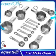 ^eQQ^Stainless Steel Measuring Cups and Spoons Set of 14 Pieces,7 Nesting Cups and 7 Stackable Spoon