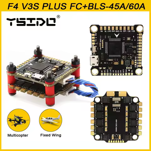 YSIDO NEW F4 V3S PLUS Flight Control FC Support BetaFlight/INAV BLS-45A/60A 4in1 ESC Stack For RC FP