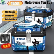Top Box Motorcycle 45L 57L ABS Waterproof Box Motor Belakang dengan Backrest Cushion Aksesori Motosi