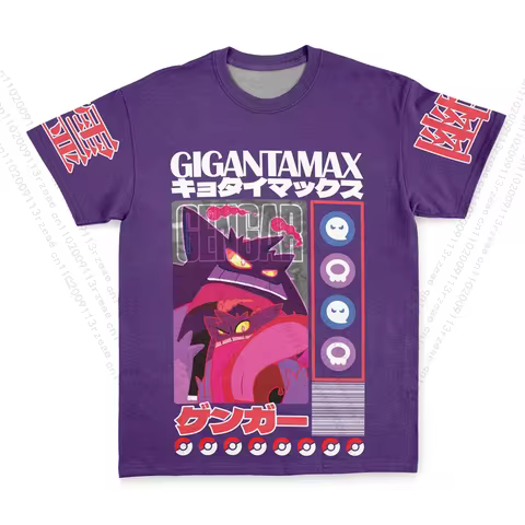 Anime Gigantamax Gengar Pokemon Kid 3D Fashion Casual Street Tee Pocket Monsters Clothes Men/Women S