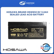 HOSAWA BRAND HSW632 6V 3.2AH SEALED LEAD ACID BATTERY