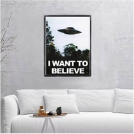 I WANT TO BELIEVE - The X Files Canvas UFO TV Series Print Canvas Painting Decorative Picture Home D