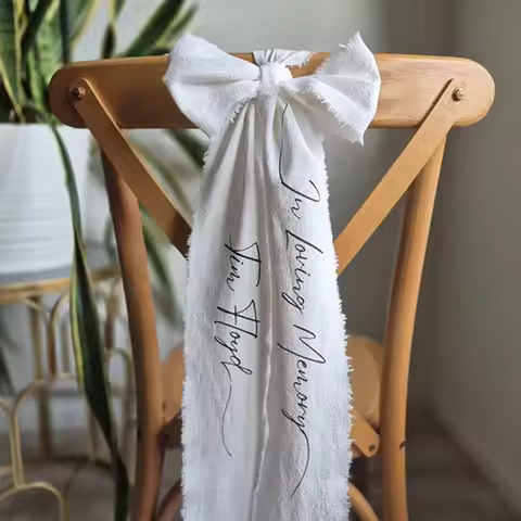 Custom IN LOVING MEMORY Ribbon Memorial Wedding Sign Reserved Chair Bow Ribbon Wedding Ceremony or R
