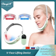 CkeyiN Chin V-Line Up Lift Belt Machine Blue LED Photon Therapy EMS Face Lifting Slimming Vibration
