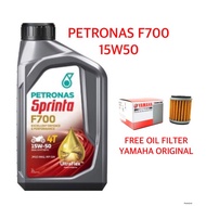 Petronas Sprinta 4T F700 15W50  Semi Synthetic Engine Oil MINYAK HITAM 4T OIL ORIGINAL100% FREE OIL FILTER ORIGINAL