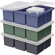 Large Ice Cube Tray for Whiskey: 2inch Big Silicone Ice Trays with Lid for Whisky - 3Pack Old Fashio