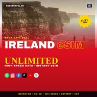 Ireland eSIM 5GB-50GB & Unlimited Data | QR Sent in Chat | Superfast 5G/4G | REDXTRAVEL.MY