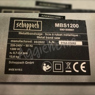 SCHEPPACH เครื่องเลื่อยตัดเหล็ก รุ่น MBS1200 1200วัตต์ 220V METAL BAND SAW สามารถปรับองศาได้ ปรับความเร็วได้ เลื่อย แท่นตัด ตัดเหล็ก เลื่อยตัด จัดส่ง KERRY