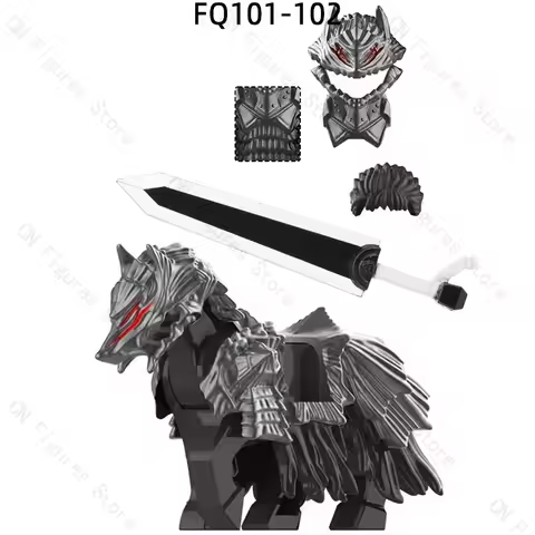 Guts FQ101 FQ102 Popular Japanese Anime Characters Berserk Horse mini Model figures Blocks cartoon M